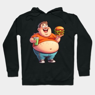 a fat young man eating a burger Hoodie